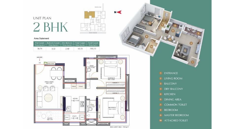 Urban-Soumitra-Floor-Plan-2 BHK-705 Sqft